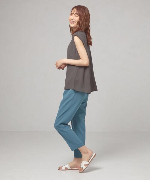 closet story（クローゼットストーリー）の「＜closet story（クローゼットストーリー）＞ジョーゼット バックボタン フレンチスリーブ ブラウス -手洗い可能-（シャツ/ブラウス・レディース・ライム/ダークグレー/ナチュラル・FREE）」の10枚目の写真