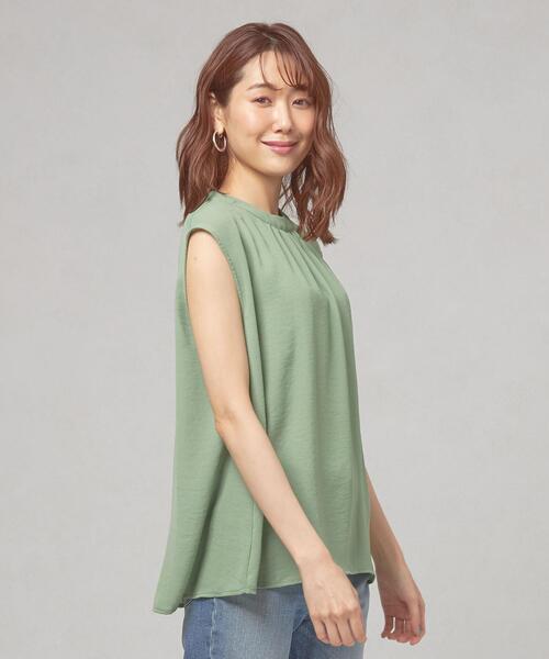 closet story（クローゼットストーリー）の「＜closet story（クローゼットストーリー）＞ジョーゼット バックボタン フレンチスリーブ ブラウス -手洗い可能-（シャツ/ブラウス・レディース・ライム/ダークグレー/ナチュラル・FREE）」の11枚目の写真