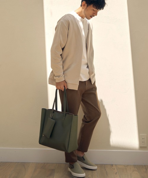 ikka(イッカ)の「シュリンクワイドトートバッグ(トートバッグ・メンズ・ライトグレー/ブラック/オリーブ/ネイビー・FREE)」の18枚目の写真