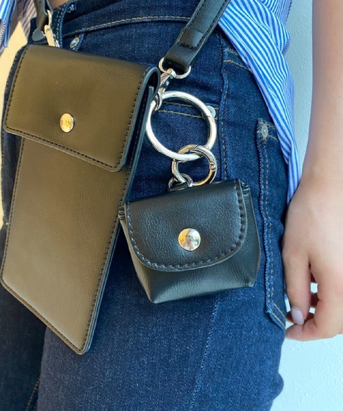 SPINNS(スピンズ)の「【組み合わせ自由自在】フェイクレザーカスタムバッグ ミニケース(ポーチ・レディース・アイボリー/ブラック/アニマル/チェック/グリーン/ブラック系その他・ONESIZE)」の3枚目の写真