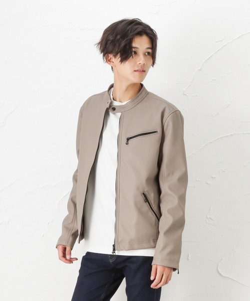 Mossimo（モッシモ）の「mossimo モッシモ レザーライク シングル ライダースジャケット（ライダースジャケット・メンズ・ブラック/ベージュ・M/XL/L）」の4枚目の写真