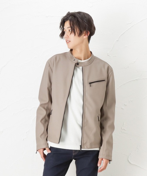 Mossimo（モッシモ）の「mossimo モッシモ レザーライク シングル ライダースジャケット（ライダースジャケット・メンズ・ブラック/ベージュ・M/XL/L）」の8枚目の写真