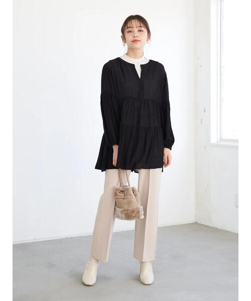 earth music&ecology（アースミュージックアンドエコロジー）の「センターシームフレアパンツ ＊（その他パンツ・レディース・ブラウン/イエロー/ライトパープル/ライトベージュ・S/M）」の20枚目の写真