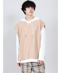 semantic design | セマンティックデザイン/semantic design 長袖プルパーカー＆リップルベスト アンサンブルTシャツ(アンサンブル)