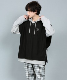 semantic design | セマンティックデザイン/semantic design 長袖プルパーカー＆リップルベスト アンサンブルTシャツ(アンサンブル)