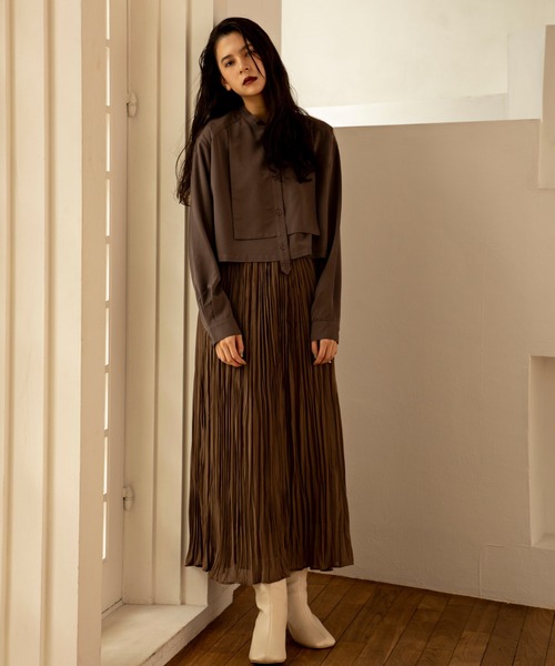 ReNorm（リノーム）の「レイヤードバンドカラーショートシャツ（シャツ/ブラウス・レディース・ブラウン/アイボリー・フリー）」の18枚目の写真