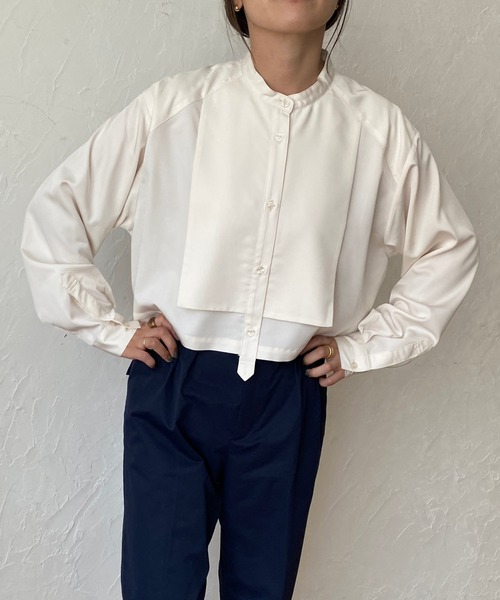 ReNorm（リノーム）の「レイヤードバンドカラーショートシャツ（シャツ/ブラウス・レディース・ブラウン/アイボリー・フリー）」の22枚目の写真