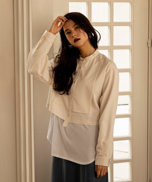 ReNorm（リノーム）の「レイヤードバンドカラーショートシャツ（シャツ/ブラウス・レディース・ブラウン/アイボリー・フリー）」の20枚目の写真