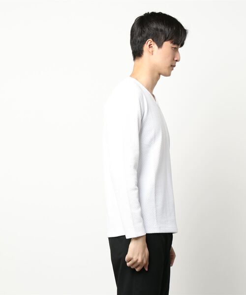 HIDEAWAYS NICOLE（ハイダウェイニコル）の「市松ブリスタージャカードプルオーバー（Tシャツ/カットソー・メンズ・ブラック/オフホワイト/ホワイト×グレー・MEDIUM/LARGE/X-LARGE）」の4枚目の写真