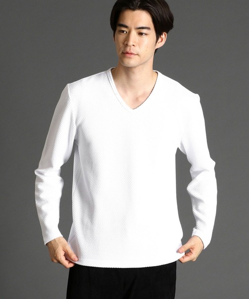 HIDEAWAYS NICOLE（ハイダウェイニコル）の「市松ブリスタージャカードプルオーバー（Tシャツ/カットソー・メンズ・ブラック/オフホワイト/ホワイト×グレー・MEDIUM/LARGE/X-LARGE）」の2枚目の写真