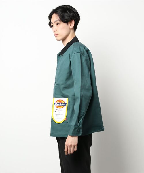 Dickies（ディッキーズ）の「【Dickies】TC素材バイカラーワークシャツ（シャツ/ブラウス・メンズ・グリーン/ブラック/ベージュ・L/M/XL）」の4枚目の写真