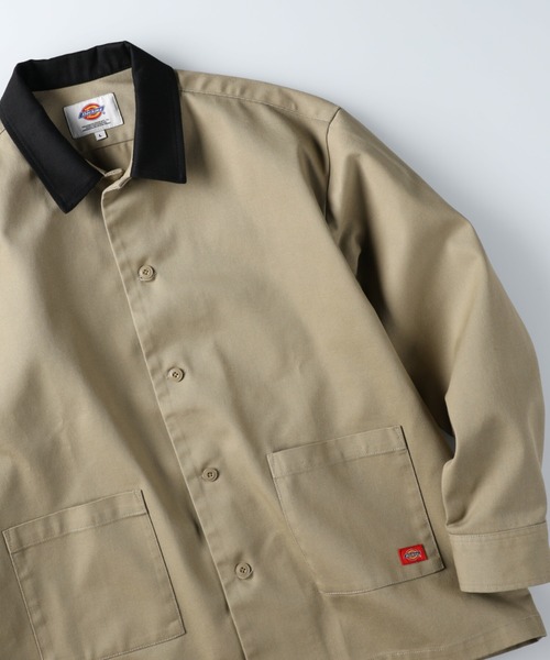 Dickies（ディッキーズ）の「【Dickies】TC素材バイカラーワークシャツ（シャツ/ブラウス・メンズ・グリーン/ブラック/ベージュ・L/M/XL）」の2枚目の写真