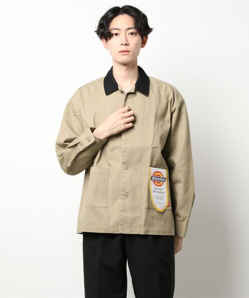 Dickies（ディッキーズ）の「【Dickies】TC素材バイカラーワークシャツ（シャツ/ブラウス・メンズ・グリーン/ブラック/ベージュ・L/M/XL）」の9枚目の写真