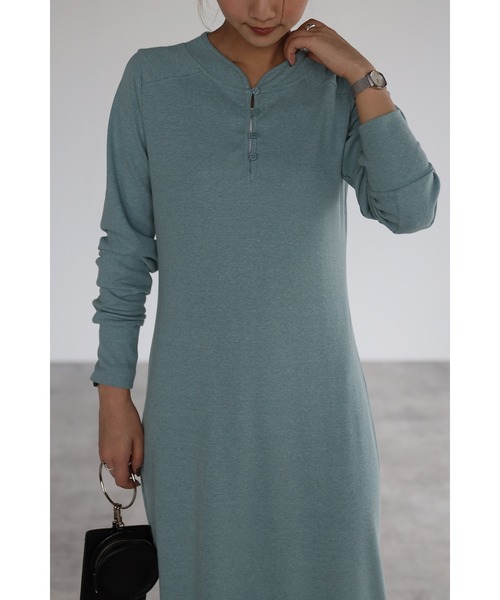 Bonjour Sagan(ボンジュールサガン)の「フロントスリットリブロングワンピ(ワンピース・レディース・ブルー/ブラウン・FREE)」の8枚目の写真