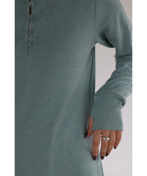 Bonjour Sagan(ボンジュールサガン)の「フロントスリットリブロングワンピ(ワンピース・レディース・ブルー/ブラウン・FREE)」の9枚目の写真