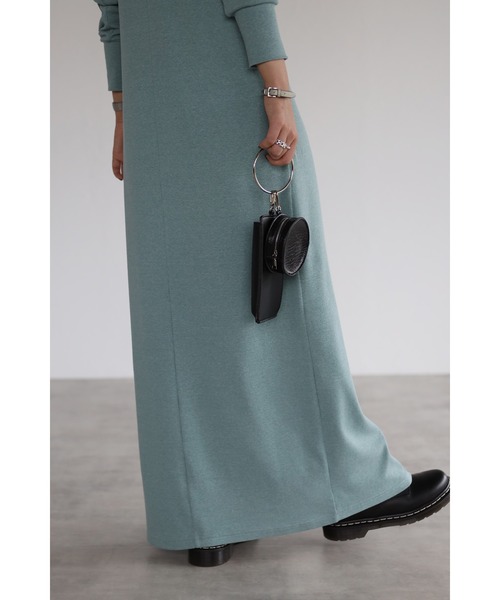 Bonjour Sagan(ボンジュールサガン)の「フロントスリットリブロングワンピ(ワンピース・レディース・ブルー/ブラウン・FREE)」の11枚目の写真