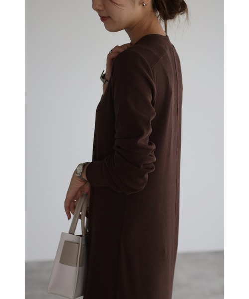 Bonjour Sagan(ボンジュールサガン)の「フロントスリットリブロングワンピ(ワンピース・レディース・ブルー/ブラウン・FREE)」の15枚目の写真