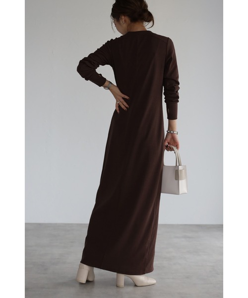 Bonjour Sagan(ボンジュールサガン)の「フロントスリットリブロングワンピ(ワンピース・レディース・ブルー/ブラウン・FREE)」の18枚目の写真