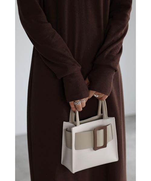 Bonjour Sagan(ボンジュールサガン)の「フロントスリットリブロングワンピ(ワンピース・レディース・ブルー/ブラウン・FREE)」の21枚目の写真