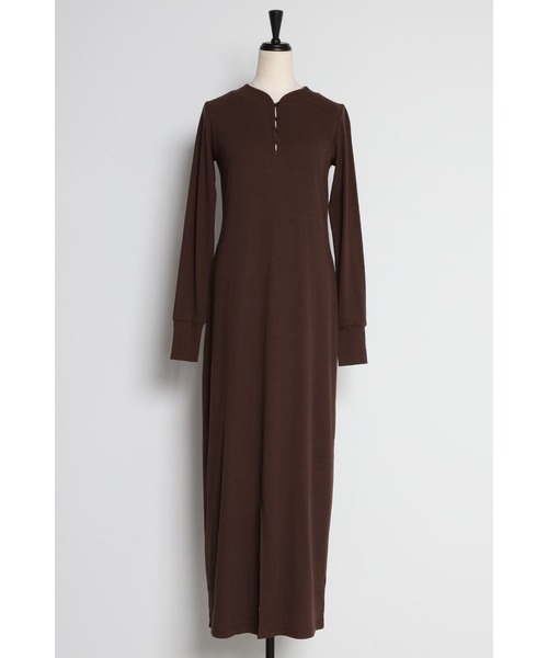 Bonjour Sagan(ボンジュールサガン)の「フロントスリットリブロングワンピ(ワンピース・レディース・ブルー/ブラウン・FREE)」の19枚目の写真