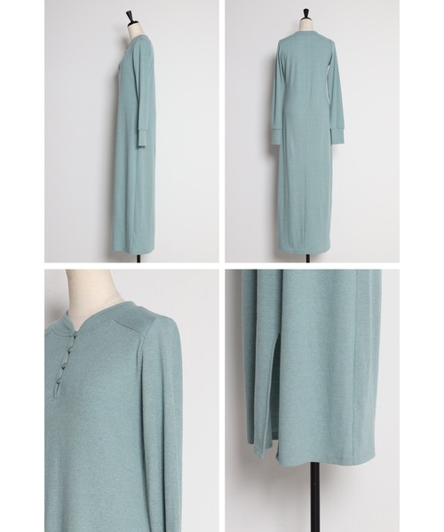 Bonjour Sagan(ボンジュールサガン)の「フロントスリットリブロングワンピ(ワンピース・レディース・ブルー/ブラウン・FREE)」の16枚目の写真