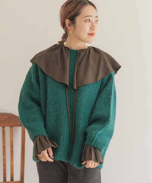 ITEMS URBANRESEARCH(アイテムズ アーバンリサーチ)の「モヘヤオーバーニット(ニット/セーター・レディース・グリーン/ベージュ/ピンク/オレンジ・FREE)」の2枚目の写真