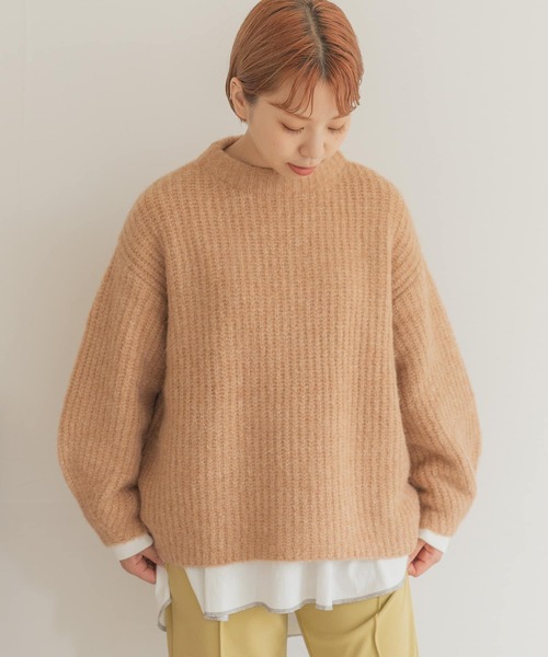 ITEMS URBANRESEARCH(アイテムズ アーバンリサーチ)の「モヘヤオーバーニット(ニット/セーター・レディース・グリーン/ベージュ/ピンク/オレンジ・FREE)」の5枚目の写真