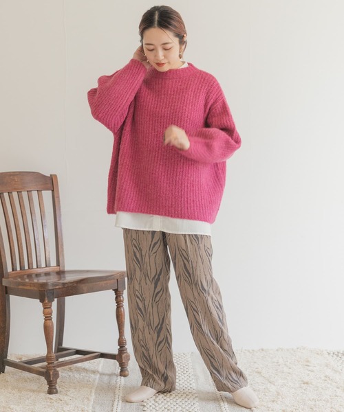 ITEMS URBANRESEARCH(アイテムズ アーバンリサーチ)の「モヘヤオーバーニット(ニット/セーター・レディース・グリーン/ベージュ/ピンク/オレンジ・FREE)」の18枚目の写真