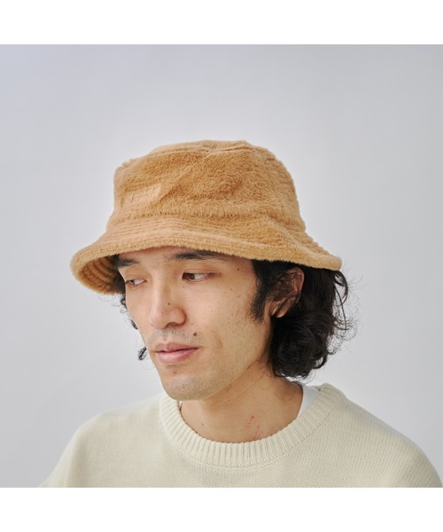 UNIVERSAL OVERALL（ユニバーサルオーバーオール）の「【UNIVERSAL OVERALL】ファーバケットハット（ハット・メンズ・ベージュ/ブラック・FREE）」の5枚目の写真