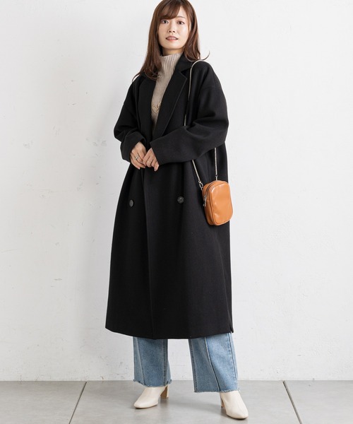 prose verse（プロズヴェール）の「サイドスリットロングコート（チェスターコート・レディース・ブラック/パープル/グレイッシュベージュ・MEDIUM）」の2枚目の写真
