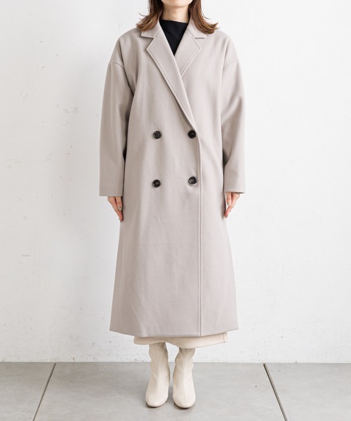 prose verse（プロズヴェール）の「サイドスリットロングコート（チェスターコート・レディース・ブラック/パープル/グレイッシュベージュ・MEDIUM）」の17枚目の写真