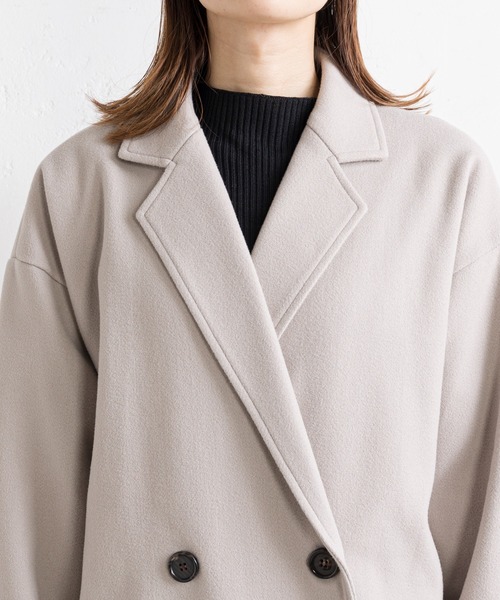 prose verse（プロズヴェール）の「サイドスリットロングコート（チェスターコート・レディース・ブラック/パープル/グレイッシュベージュ・MEDIUM）」の11枚目の写真
