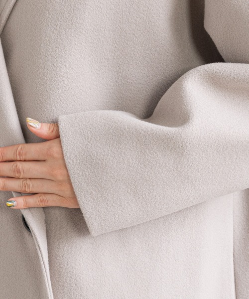 prose verse（プロズヴェール）の「サイドスリットロングコート（チェスターコート・レディース・ブラック/パープル/グレイッシュベージュ・MEDIUM）」の8枚目の写真