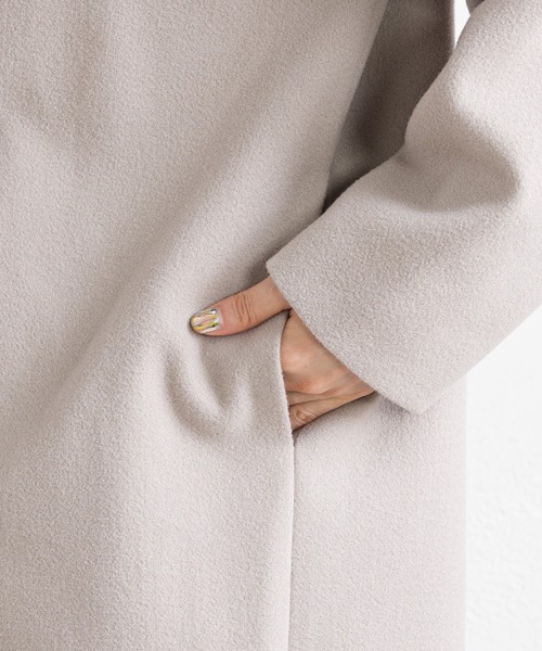 prose verse（プロズヴェール）の「サイドスリットロングコート（チェスターコート・レディース・ブラック/パープル/グレイッシュベージュ・MEDIUM）」の15枚目の写真