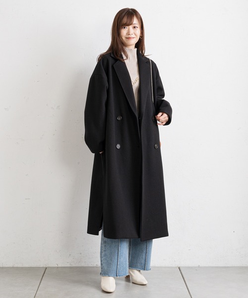 prose verse（プロズヴェール）の「サイドスリットロングコート（チェスターコート・レディース・ブラック/パープル/グレイッシュベージュ・MEDIUM）」の7枚目の写真