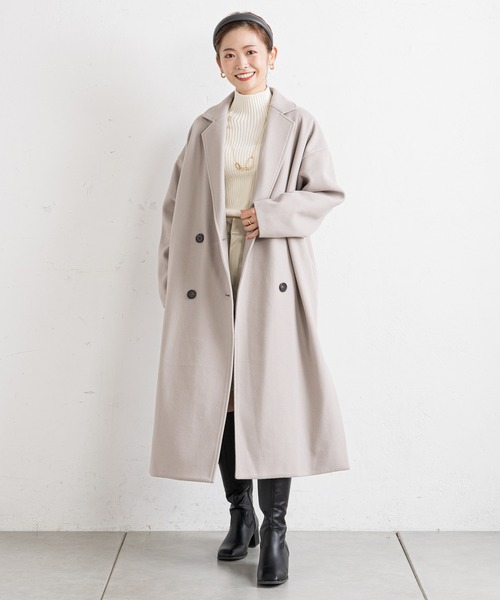 prose verse（プロズヴェール）の「サイドスリットロングコート（チェスターコート・レディース・ブラック/パープル/グレイッシュベージュ・MEDIUM）」の18枚目の写真