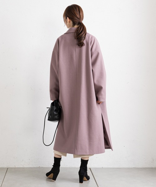 prose verse（プロズヴェール）の「サイドスリットロングコート（チェスターコート・レディース・ブラック/パープル/グレイッシュベージュ・MEDIUM）」の13枚目の写真
