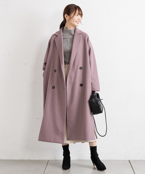 prose verse（プロズヴェール）の「サイドスリットロングコート（チェスターコート・レディース・ブラック/パープル/グレイッシュベージュ・MEDIUM）」の10枚目の写真