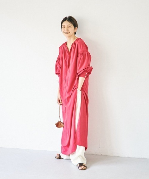 TODAYFUL(トゥデイフル)の「ギャザーカフタンドレス(ワンピース・レディース・ホワイト/グリーン系その他/ピンク・36inch/38inch)」の15枚目の写真