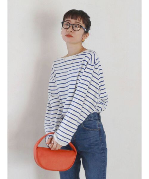 Ungrid（アングリッド）の「ボートネックボーダーロングスリーブTee（Tシャツ/カットソー・レディース・ピンク/ブルー・FREE）」の3枚目の写真