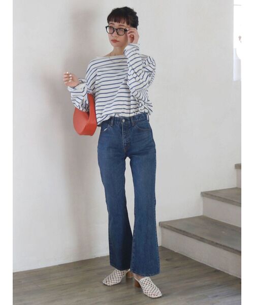 Ungrid（アングリッド）の「ボートネックボーダーロングスリーブTee（Tシャツ/カットソー・レディース・ピンク/ブルー・FREE）」の5枚目の写真