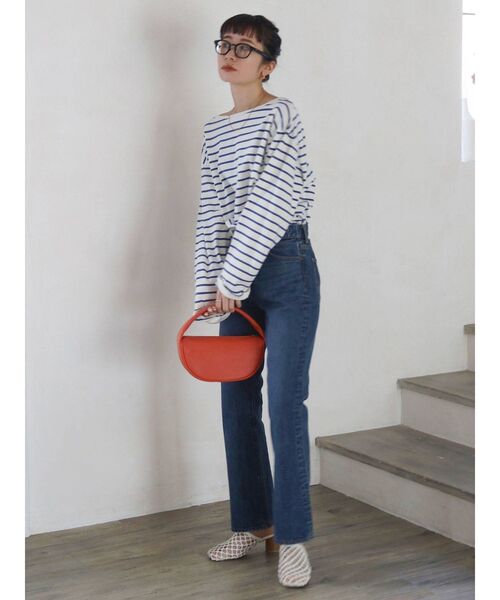 Ungrid（アングリッド）の「ボートネックボーダーロングスリーブTee（Tシャツ/カットソー・レディース・ピンク/ブルー・FREE）」の6枚目の写真