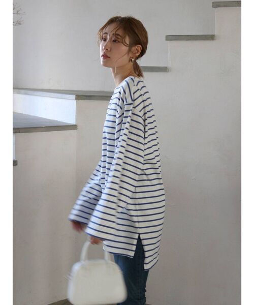 Ungrid（アングリッド）の「ボートネックボーダーロングスリーブTee（Tシャツ/カットソー・レディース・ピンク/ブルー・FREE）」の7枚目の写真