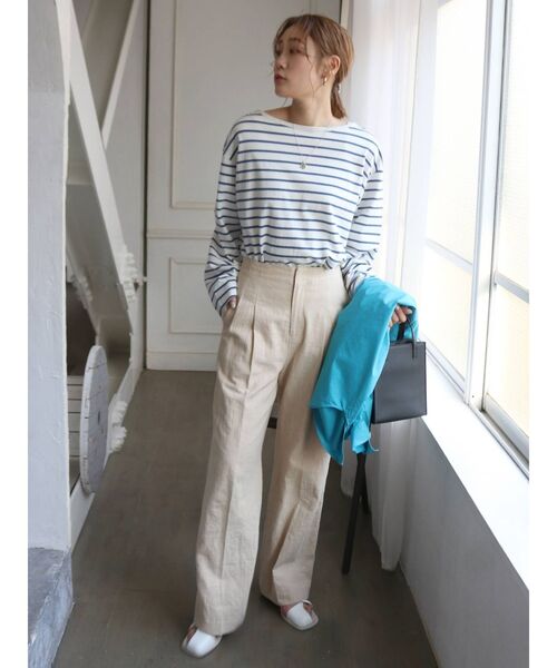 Ungrid（アングリッド）の「ボートネックボーダーロングスリーブTee（Tシャツ/カットソー・レディース・ピンク/ブルー・FREE）」の9枚目の写真