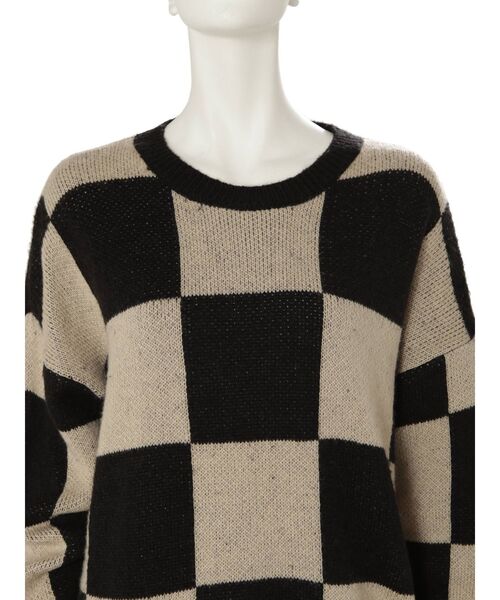 EMODA（エモダ）の「ワイドチェッカーニット（ニット/セーター・レディース・ブラック/ブラウン/ネイビー・FREE）」の16枚目の写真