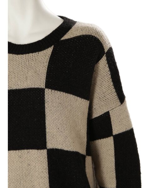 EMODA（エモダ）の「ワイドチェッカーニット（ニット/セーター・レディース・ブラック/ブラウン/ネイビー・FREE）」の14枚目の写真