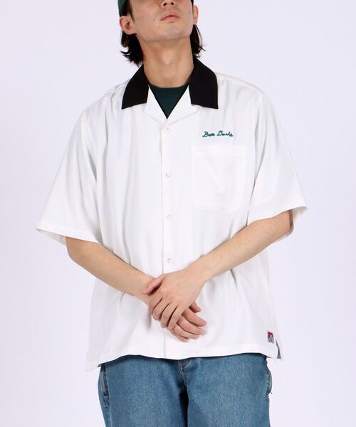 BEN DAVIS/WHITE LABEL(ベンデイビス ホワイトラベル)の「【BEN DAVIS(ベンデイビス)】SOUVENIR BIG SHORT SLEEVE SHIRTS / スーベニア ベトジャン風 ビッグ 半袖シャツ(シャツ/ブラウス・メンズ・ホワイト/ブラック/ベージュ/グリーン系その他3・MEDIUM/LARGE)」の2枚目の写真