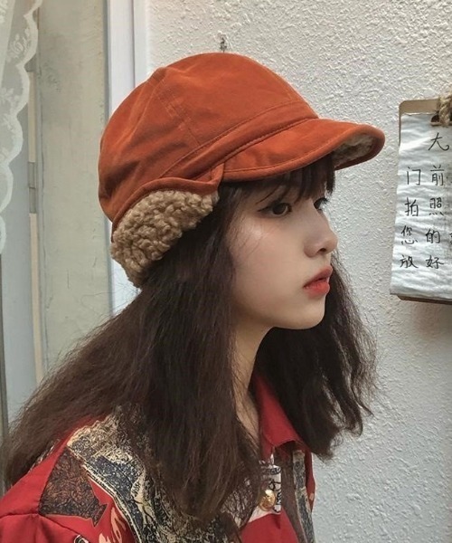 MANGROVE（マングローブ）の「裏ボアフライトキャップ（キャップ・レディース・ダークオレンジ/ブラック/グレー/ベージュ/ホワイト・FREE）」の11枚目の写真