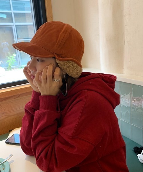 MANGROVE（マングローブ）の「裏ボアフライトキャップ（キャップ・レディース・ダークオレンジ/ブラック/グレー/ベージュ/ホワイト・FREE）」の12枚目の写真