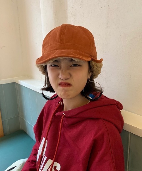 MANGROVE（マングローブ）の「裏ボアフライトキャップ（キャップ・レディース・ダークオレンジ/ブラック/グレー/ベージュ/ホワイト・FREE）」の14枚目の写真